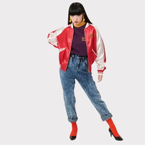 PUNYUS | Japanese Souvenir Bomber Jacket | Satin | Red | Embroidered | Small - Picture 3 of 15